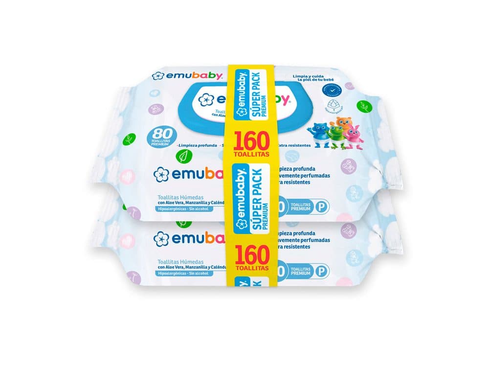 Toallitas Húmedas Emubaby 2 paquetes de 80 u