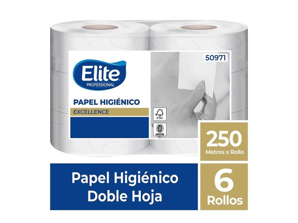 Papel Higiénico Elite 250m doble hoja 6 rollos